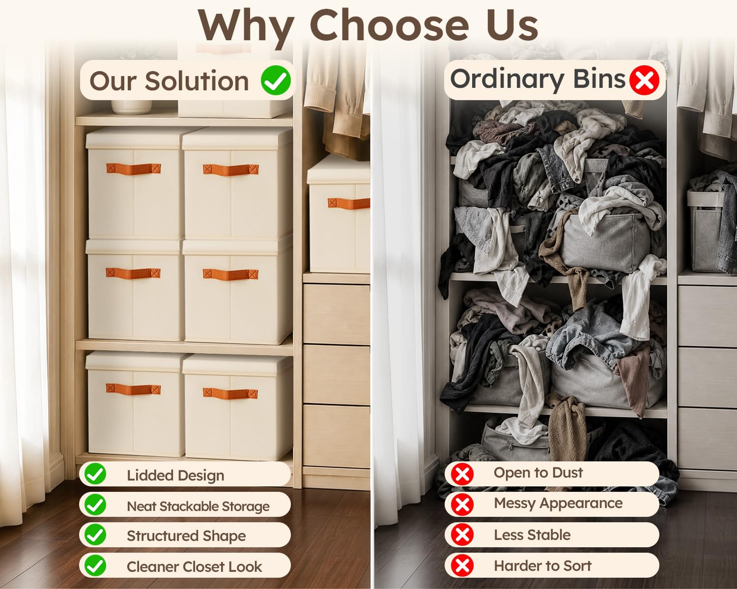Homsorout stacked bins on shelf maximizing vertical storage and neatness