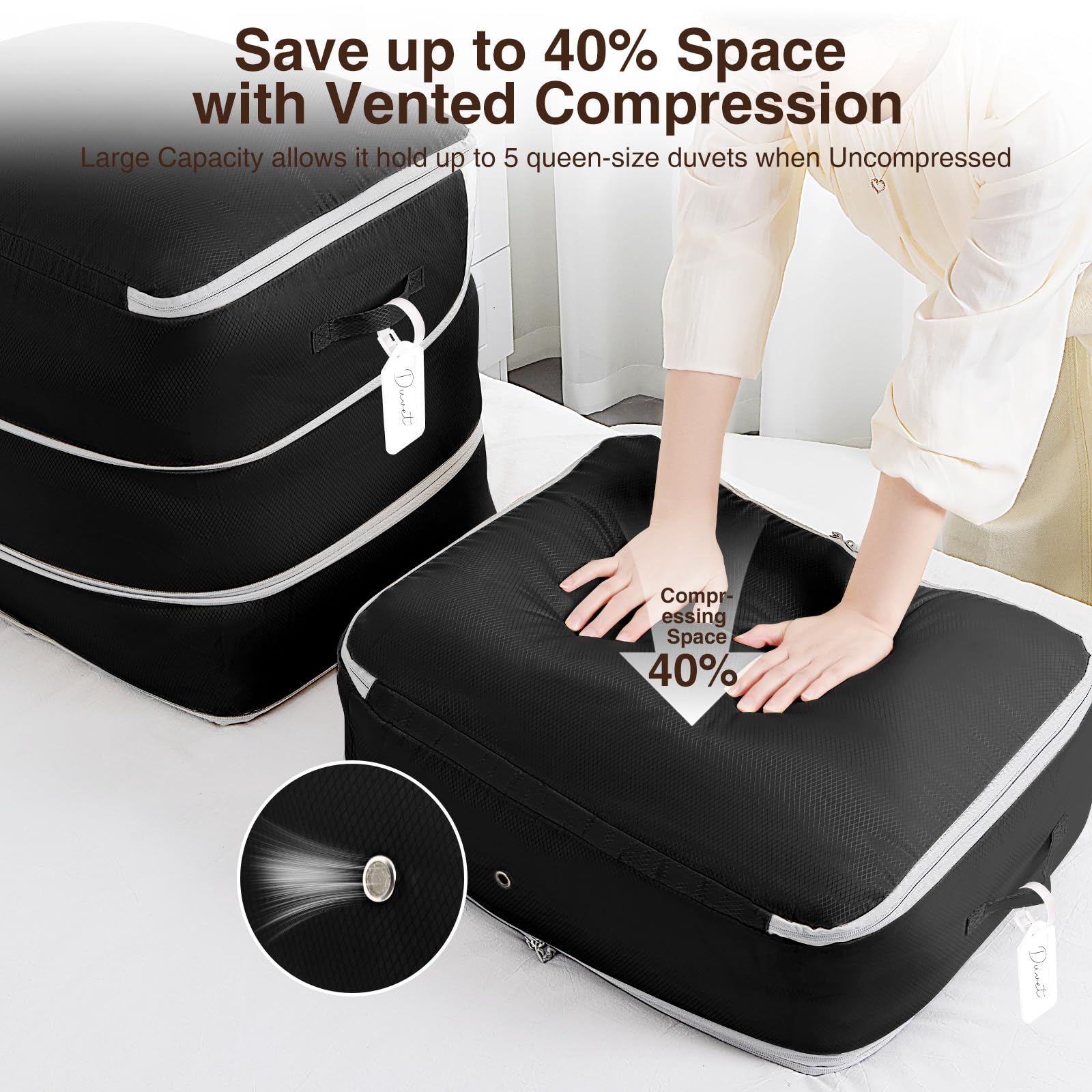 Homsorout reinforced double zipper and handles detail for secure carrying benefit