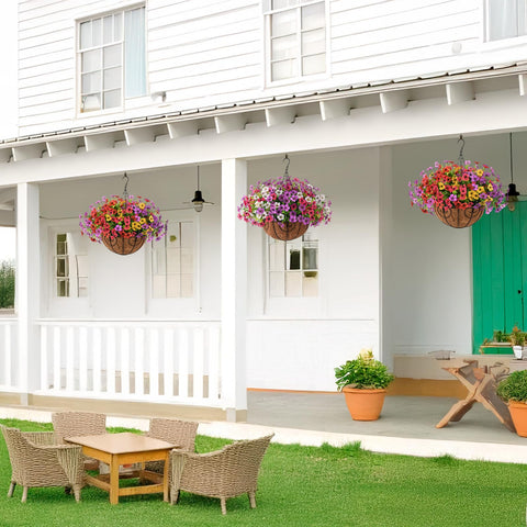 Homsunny hanging basket on balcony illustrating space-saving decoration and charm