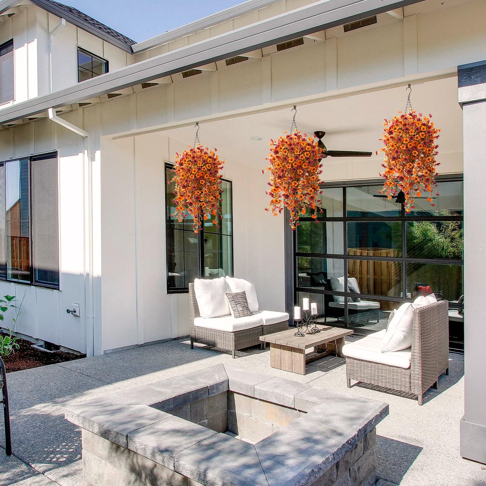 Homsunny hanging on porch rail demonstrating outdoor-ready, year-round color