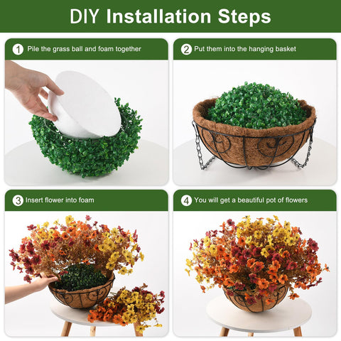 Homsunny patio setting with hanging basket enhancing outdoor seasonal decor