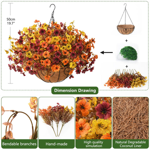Homsunny hanging basket shown next to a hand for size and scale reference