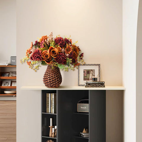 Homsunny styled on dining table adding fall ambiance and low-maintenance centerpiece benefit