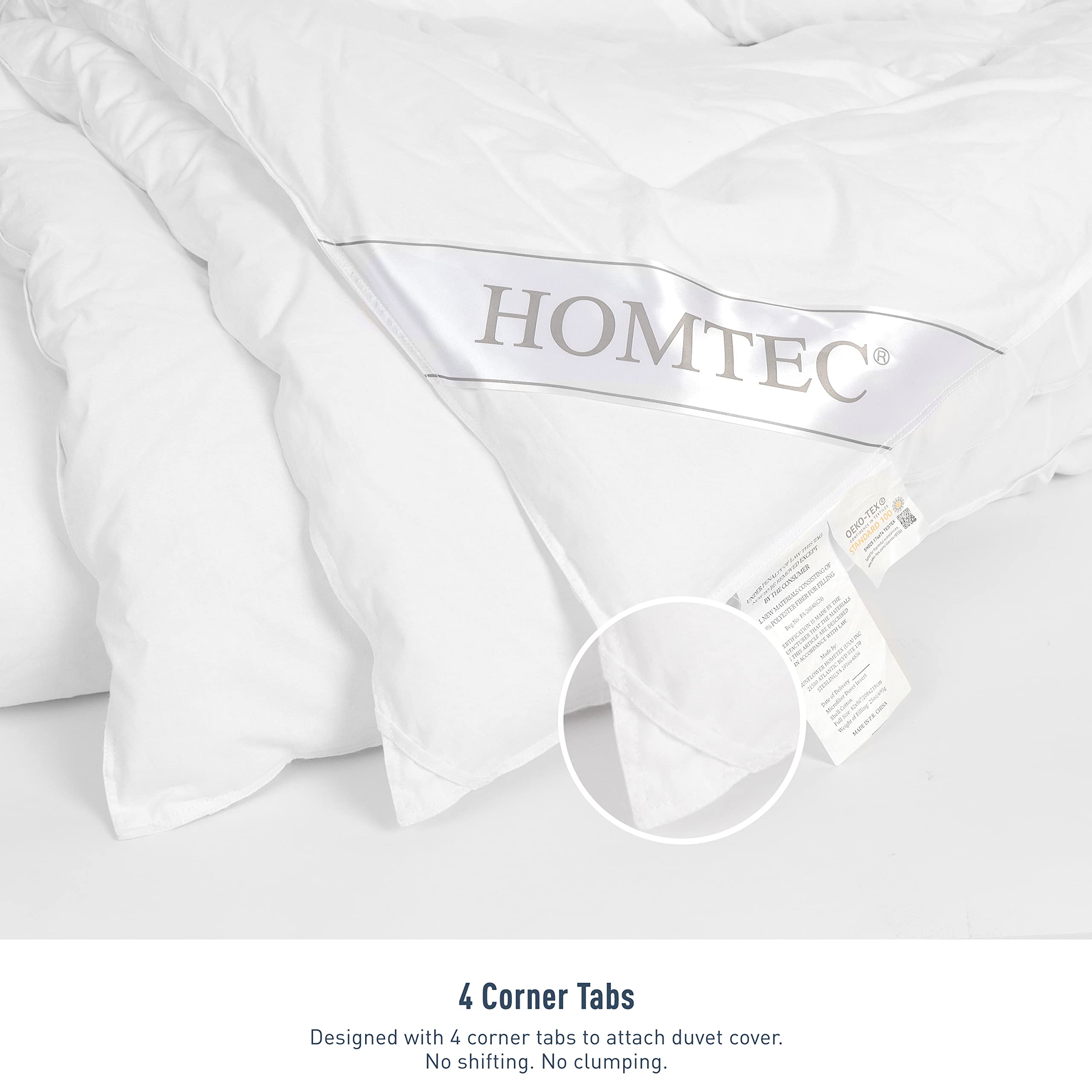 HOMTEC duvet on a twin bed in a bedroom, showcasing tidy all-season comfort
