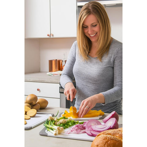 HOMWE cutting board inside dishwasher illustrating easy cleaning