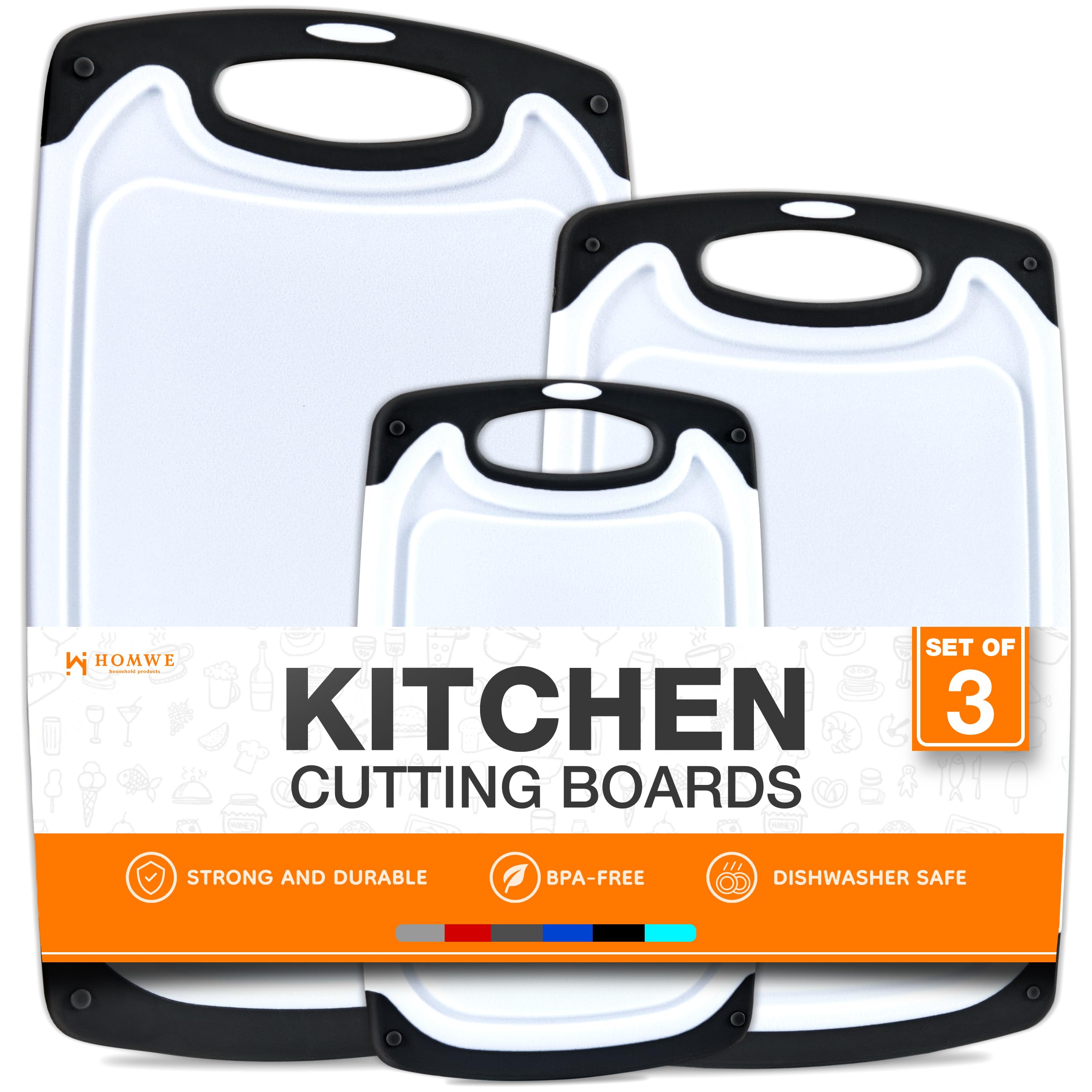 HOMWE front view of three-board set showing sizes and organized storage benefit