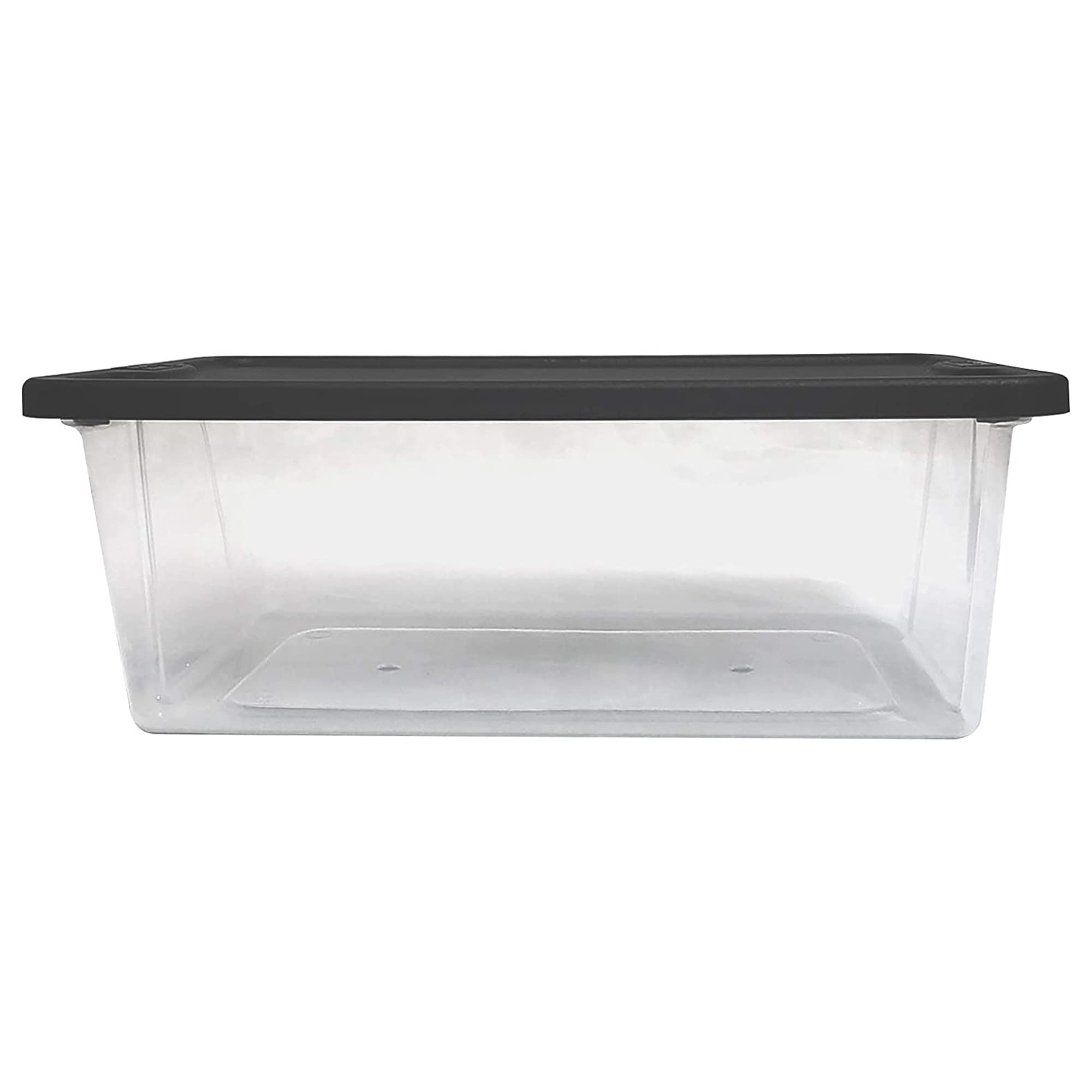 HOMZ closet shelf with bins showing neat bedroom organization benefit