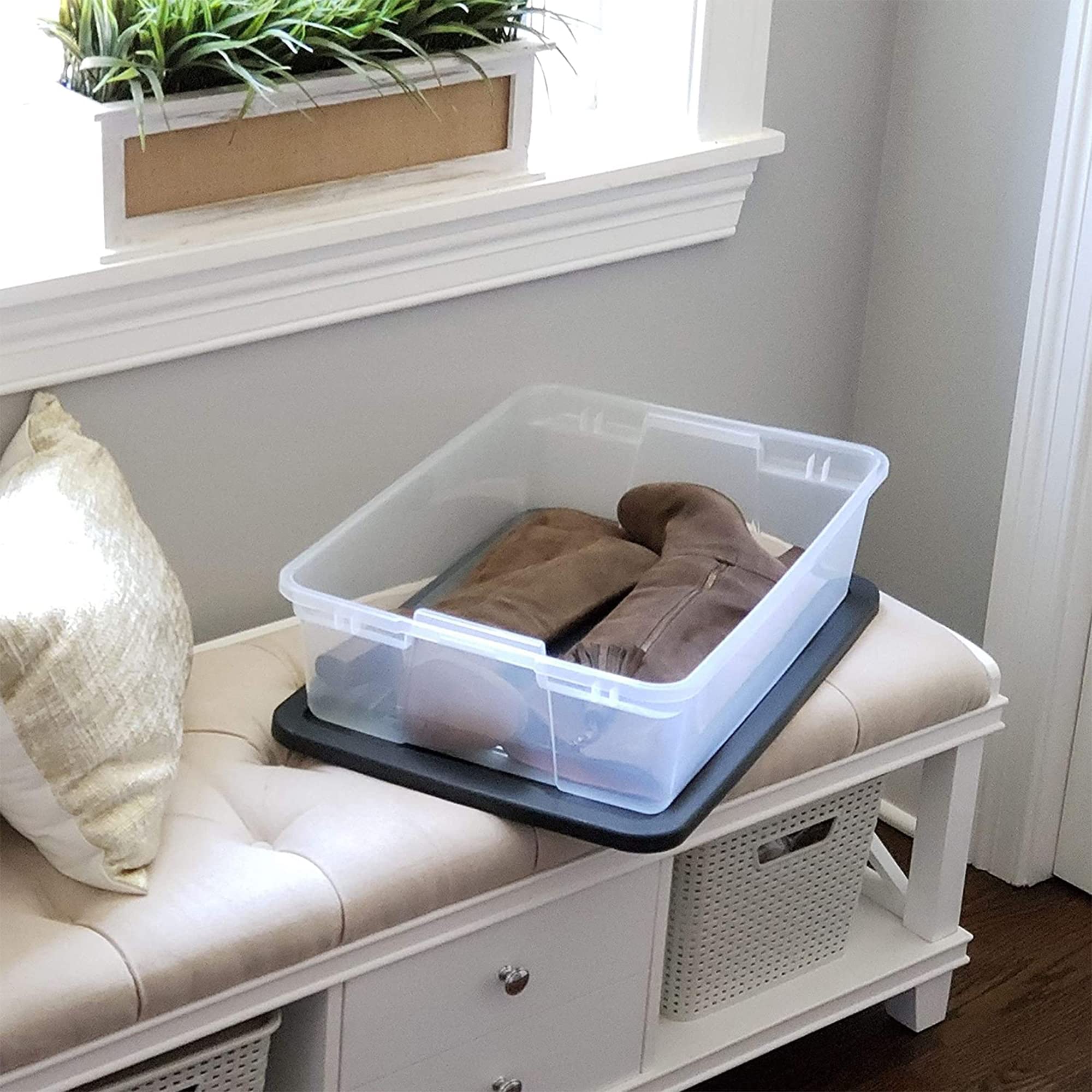 HOMZ holding craft supplies in a studio to show tidy storage and accessibility benefit