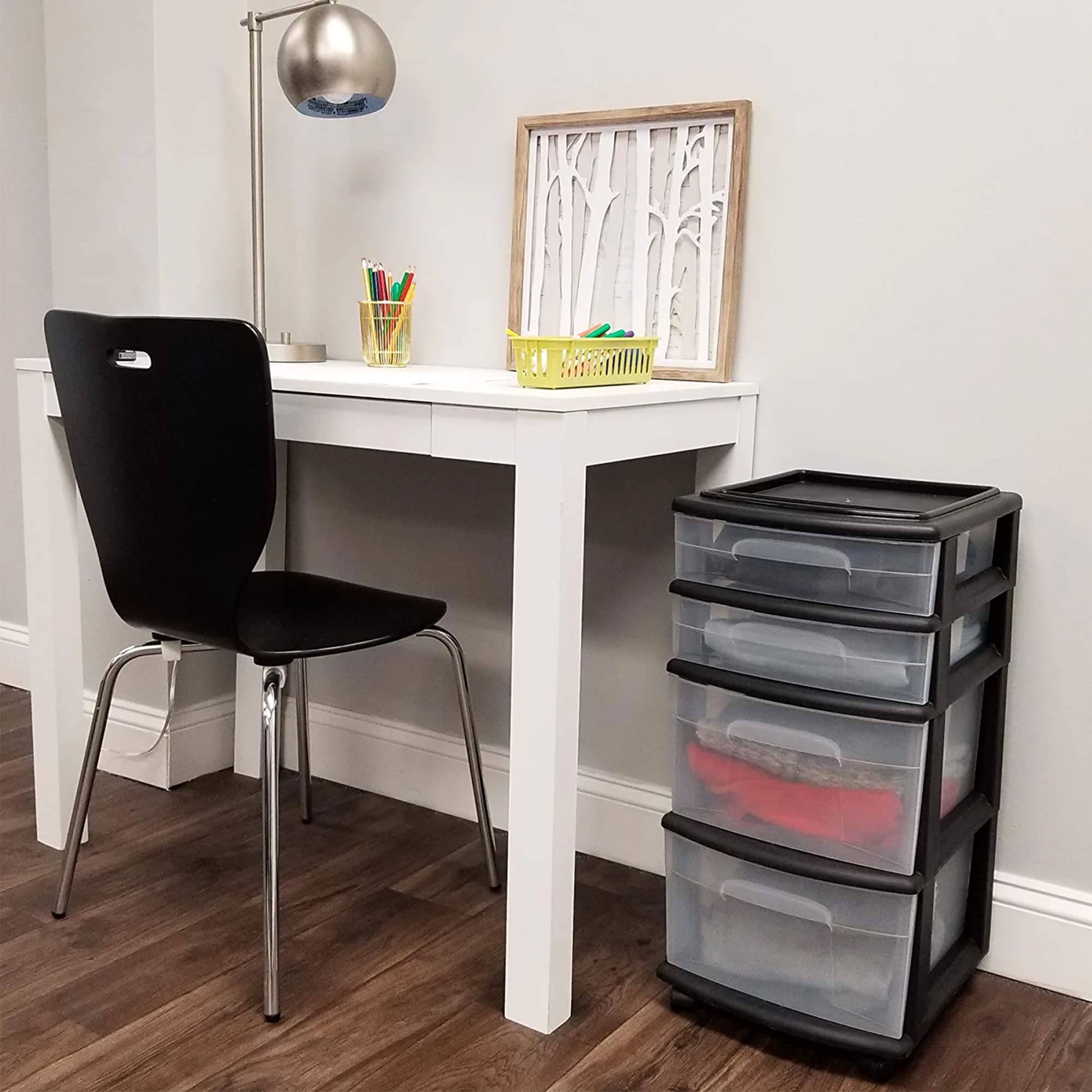 HOMZ in craft room storing supplies to keep projects tidy