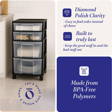HOMZ top-down with open drawer showing easy access to contents