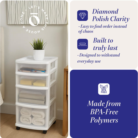 HOMZ white frame close-up highlighting durable recycled-material construction