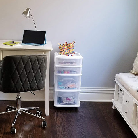 HOMZ size comparison next to chair illustrating compact footprint advantage