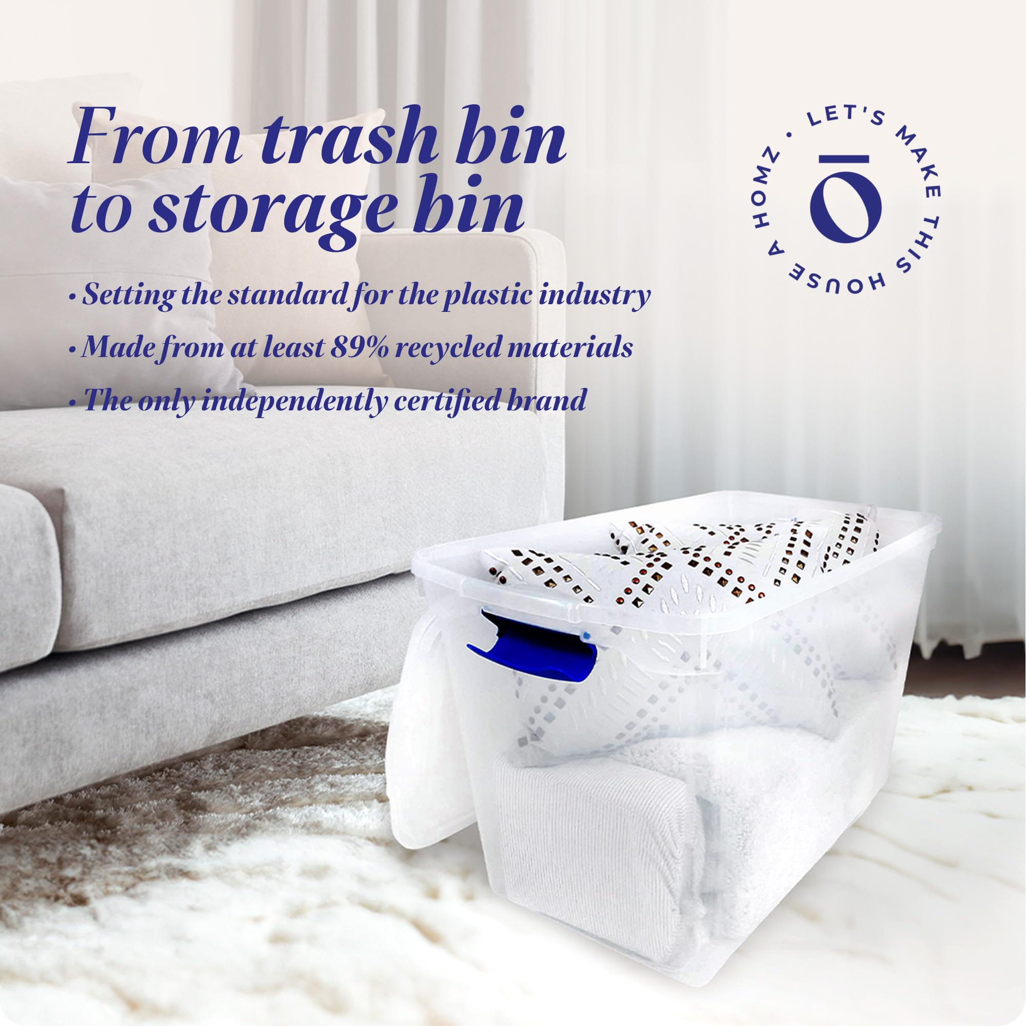 HOMZ transparent side revealing contents for quick identification benefit