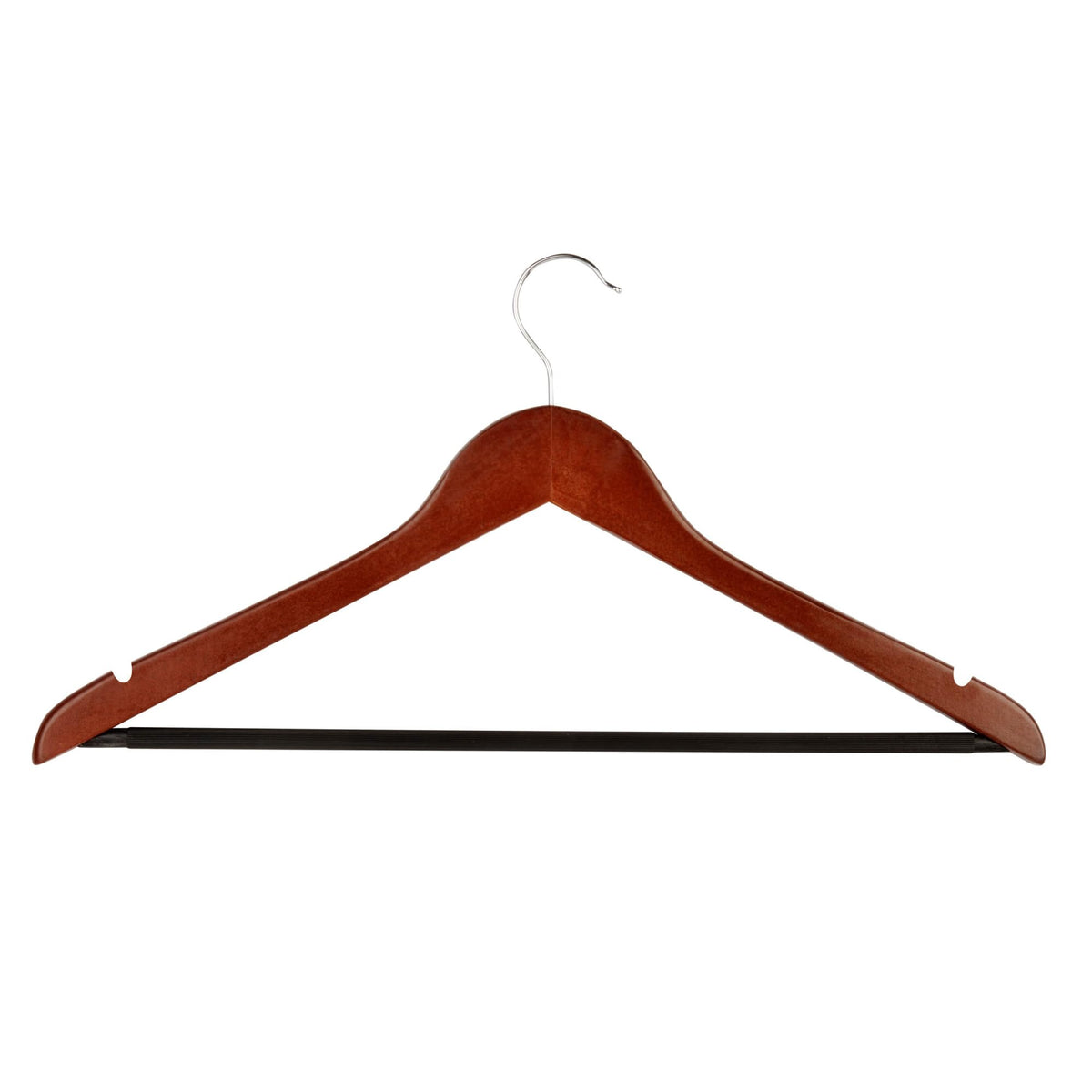 Honey-Can-Do front view of 24 cherry wood hangers showing organized closet benefit