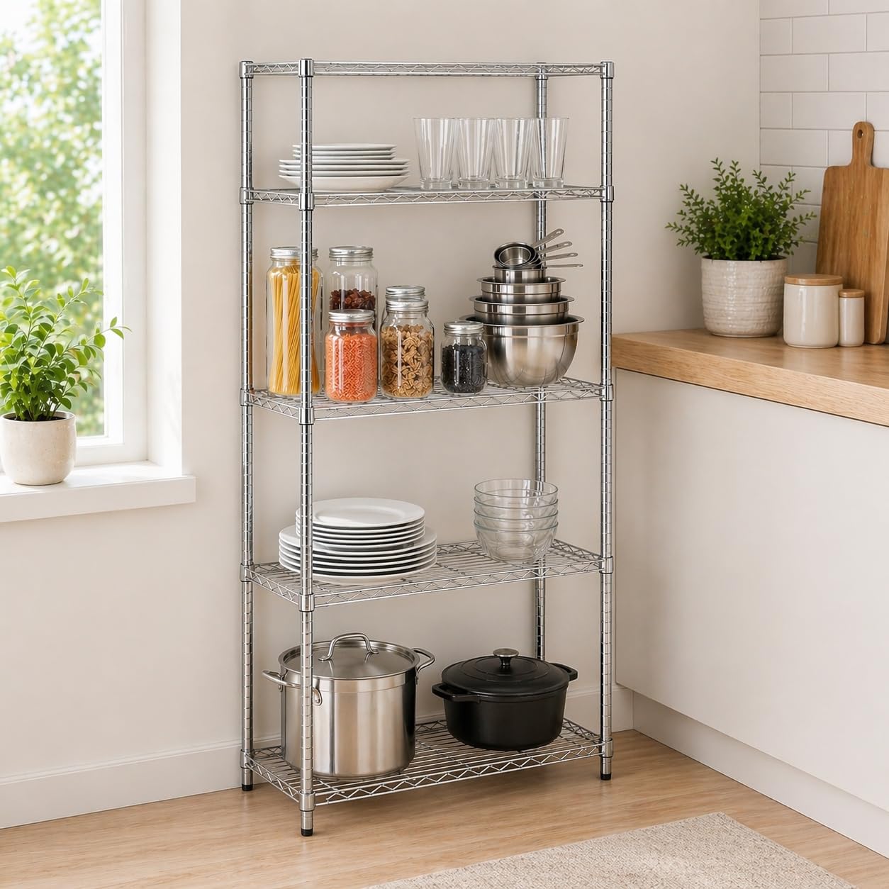 Honey-Can-Do close-up of wire shelf detail highlighting durable construction and easy cleaning