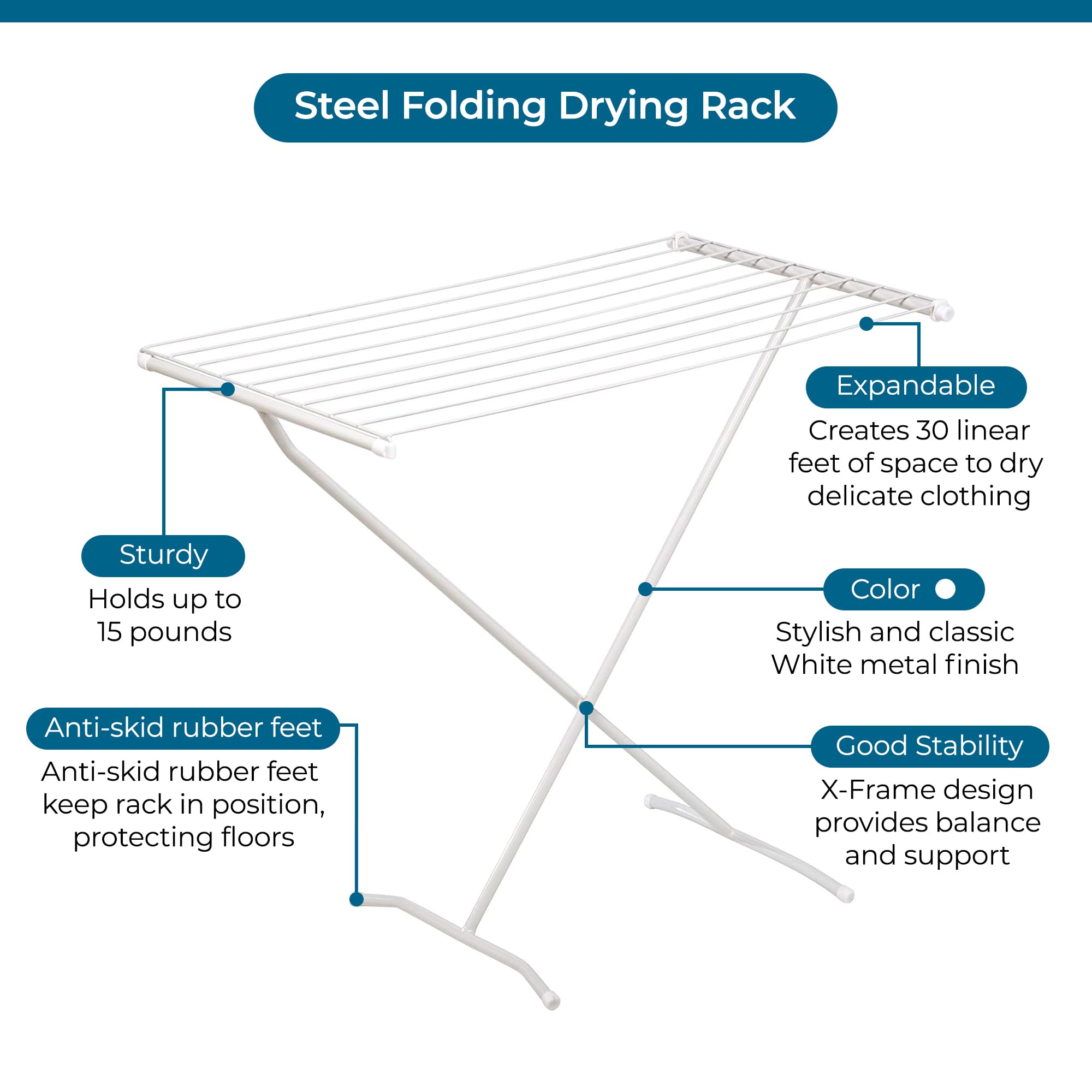 Honey-Can-Do close-up of metal wire rails showing durable drying surface