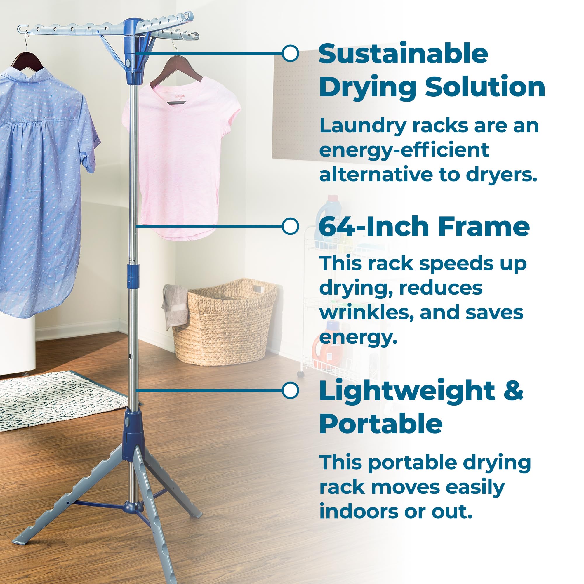 Honey-Can-Do folded flat for compact storage sliding behind door or into closet