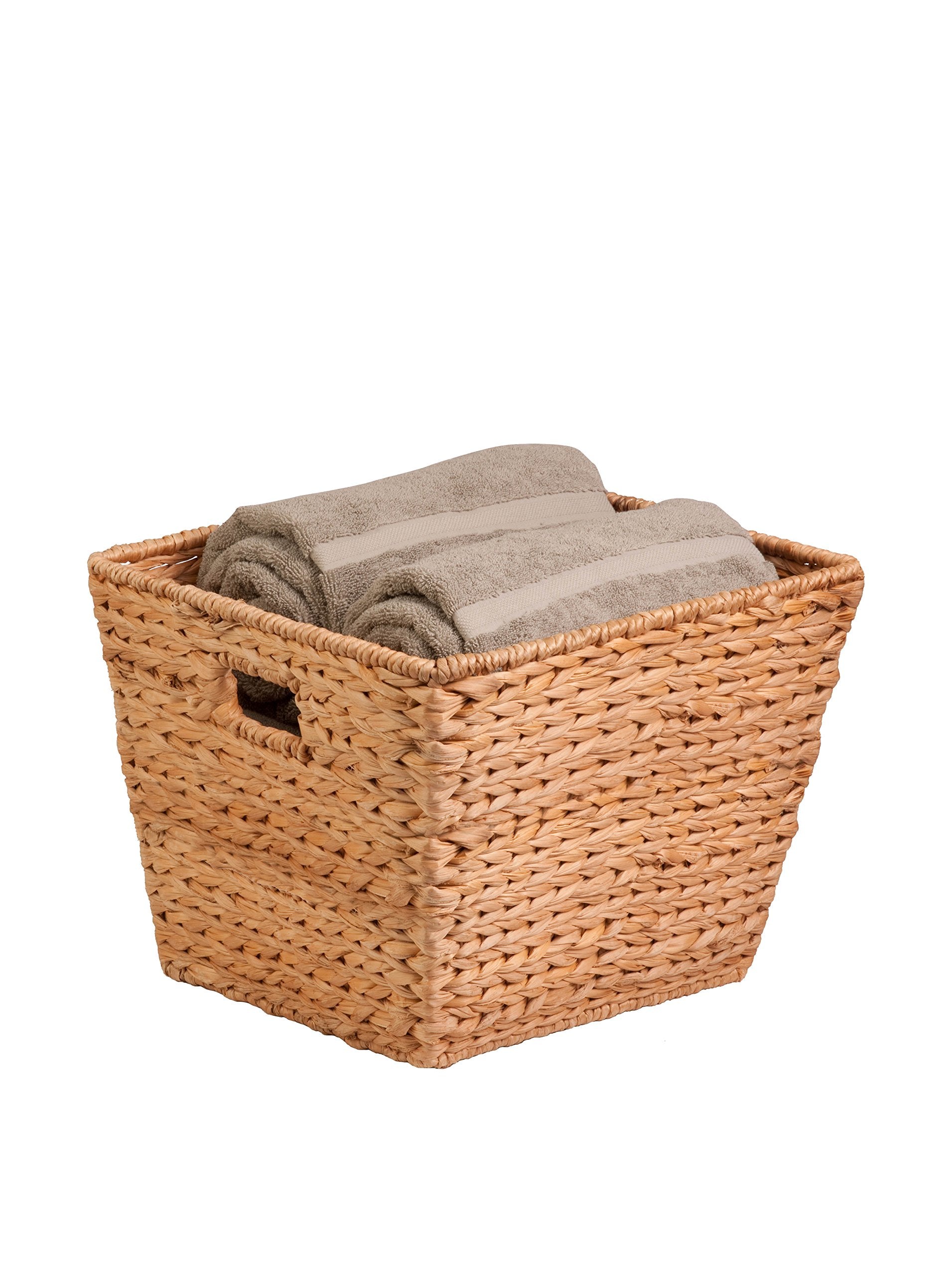 Honey-Can-Do front view showing tall basket and handles, organizes blankets