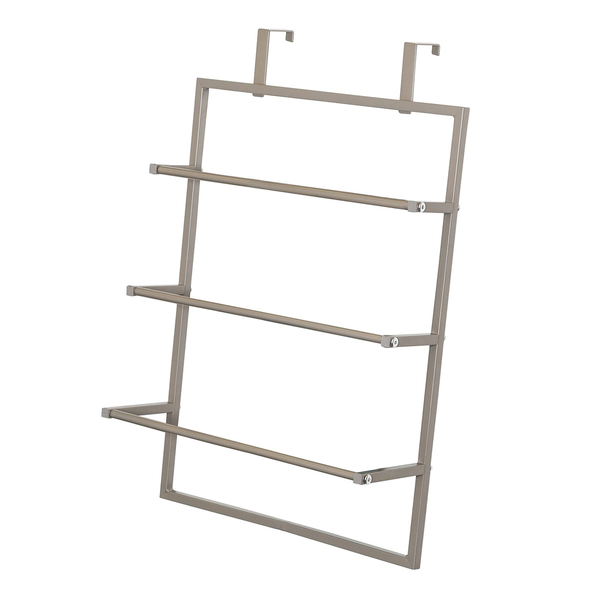 Honey-Can-Do front view towel rack showing three tiers and chrome finish for organized storage