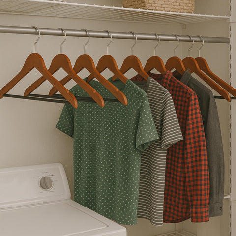 Honey-Can-Do hangers holding a suit to demonstrate sturdy support benefit