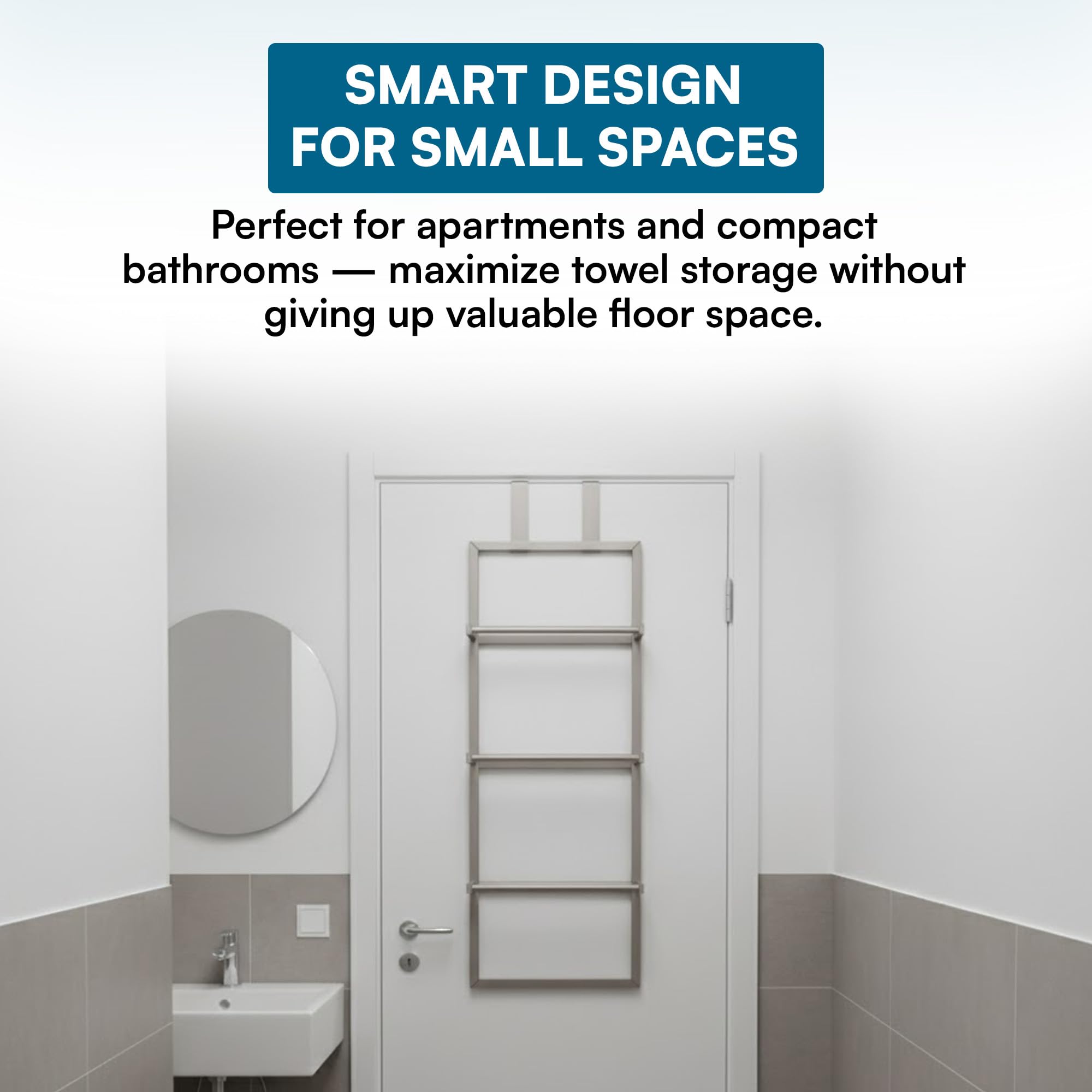 Honey-Can-Do detailed over-door hooks demonstrating easy installation and renter-friendly benefit
