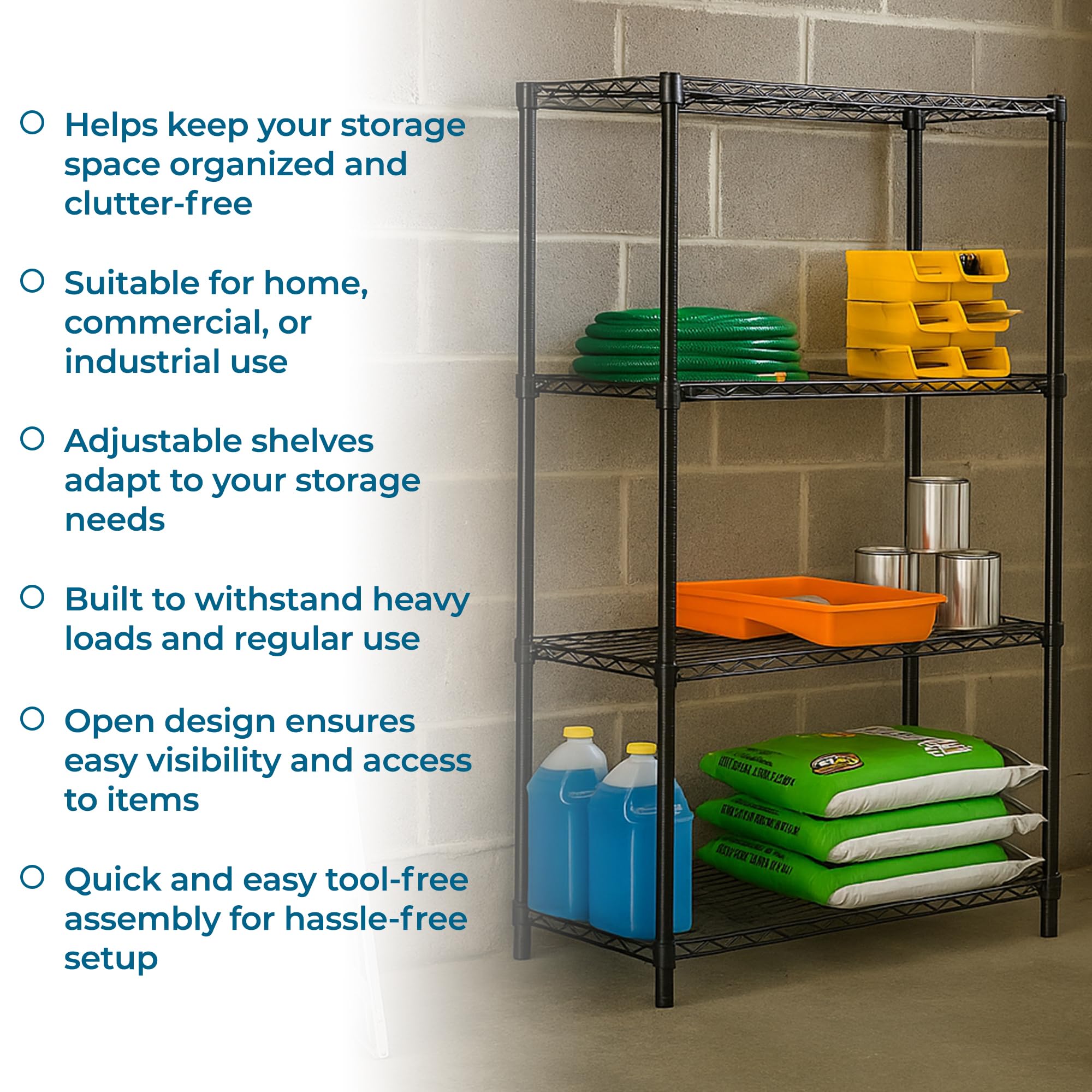 Honey-Can-Do shelving in pantry storing appliances and groceries neatly