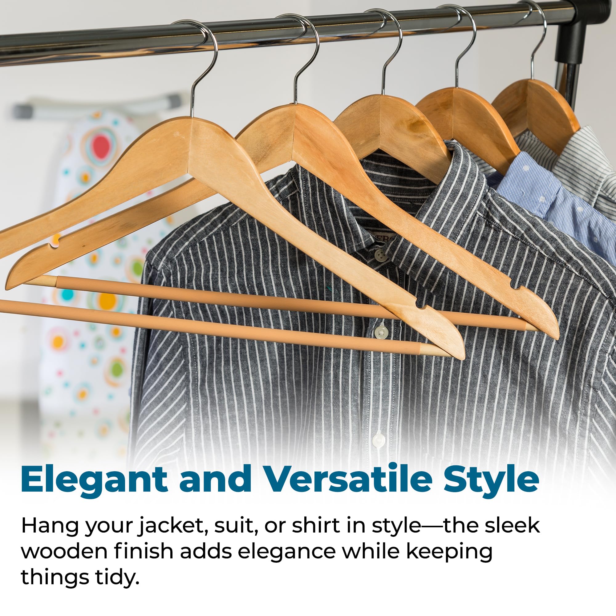Honey-Can-Do grooved bar detail preventing pants from slipping and staying organized