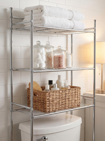 Honey-Can-Do shelf in bathroom lifestyle showing tidy, clutter-free benefit