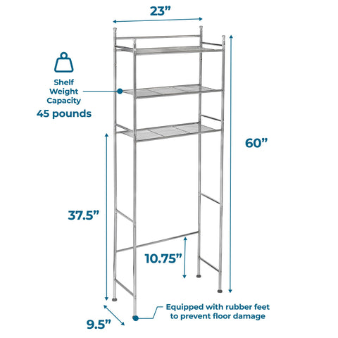 Honey-Can-Do top shelf detail showing durable chrome and accessible storage