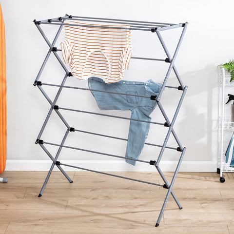 Honey-Can-Do rack loaded with towels demonstrating generous drying capacity
