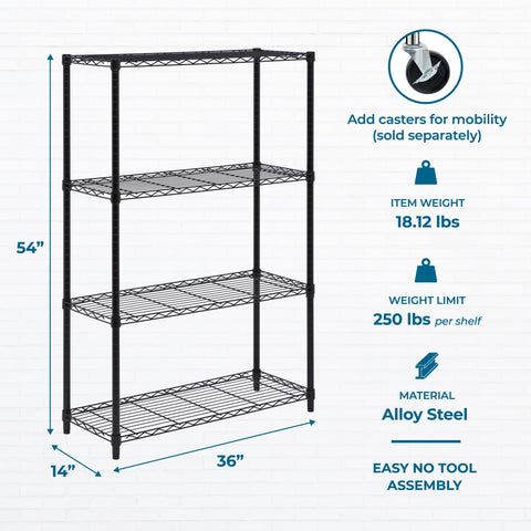 Honey-Can-Do shelving in garage holding power tools and bins for organization