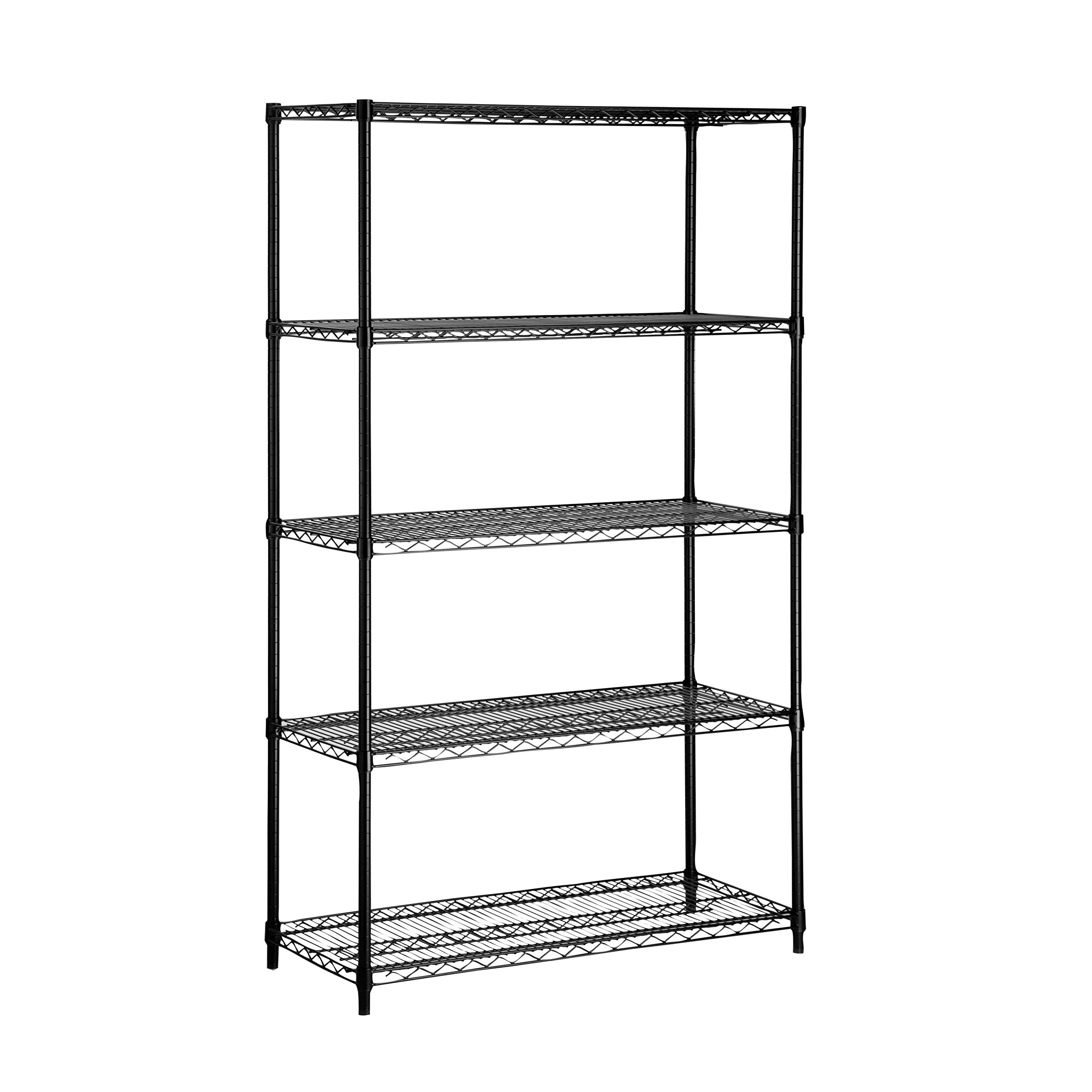 Honey-Can-Do shelving loaded with totes and tools demonstrating heavy-duty capacity