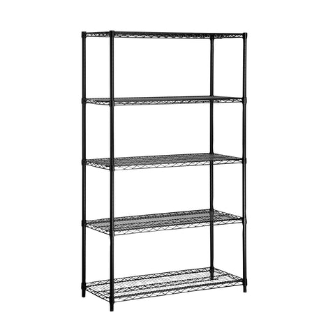 Honey-Can-Do shelving loaded with totes and tools demonstrating heavy-duty capacity