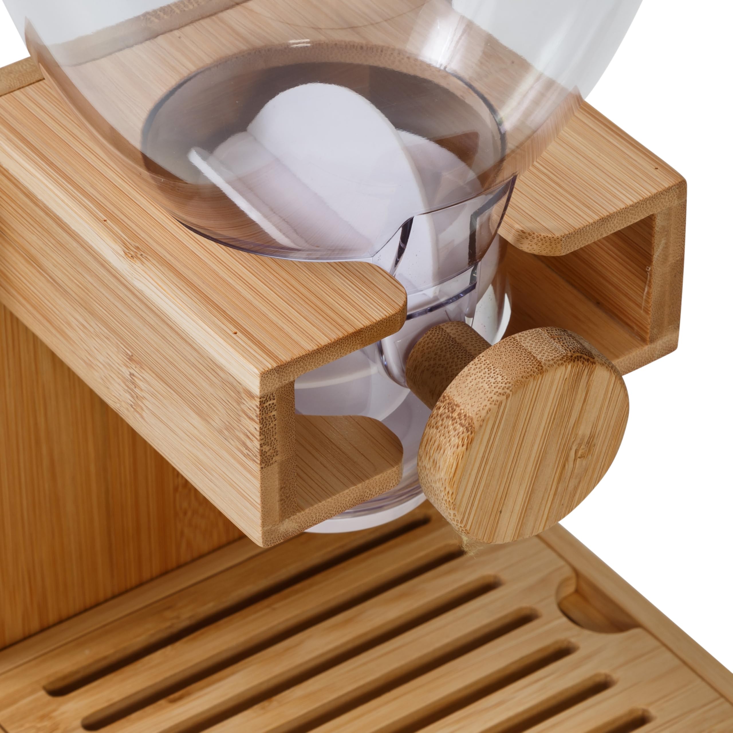 Honey-Can-Do next to a hand for size comparison showing countertop space-saving benefit