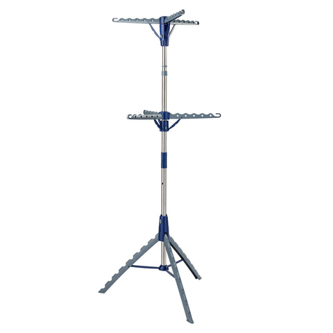 Honey-Can-Do two-tier rack loaded with garments showing organized drying and space saving