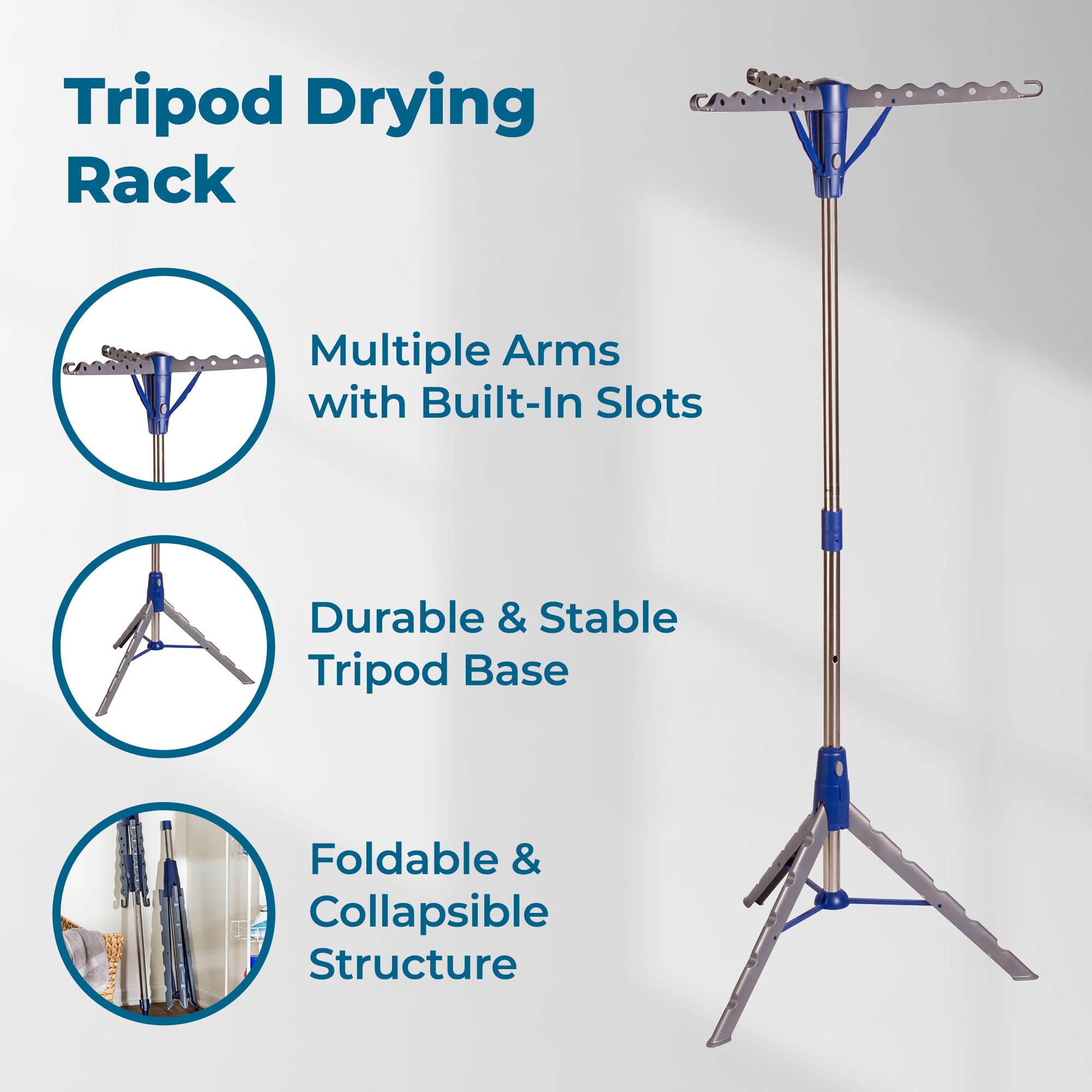 Honey-Can-Do tripod base detail demonstrating stable support and reduced tipping risk