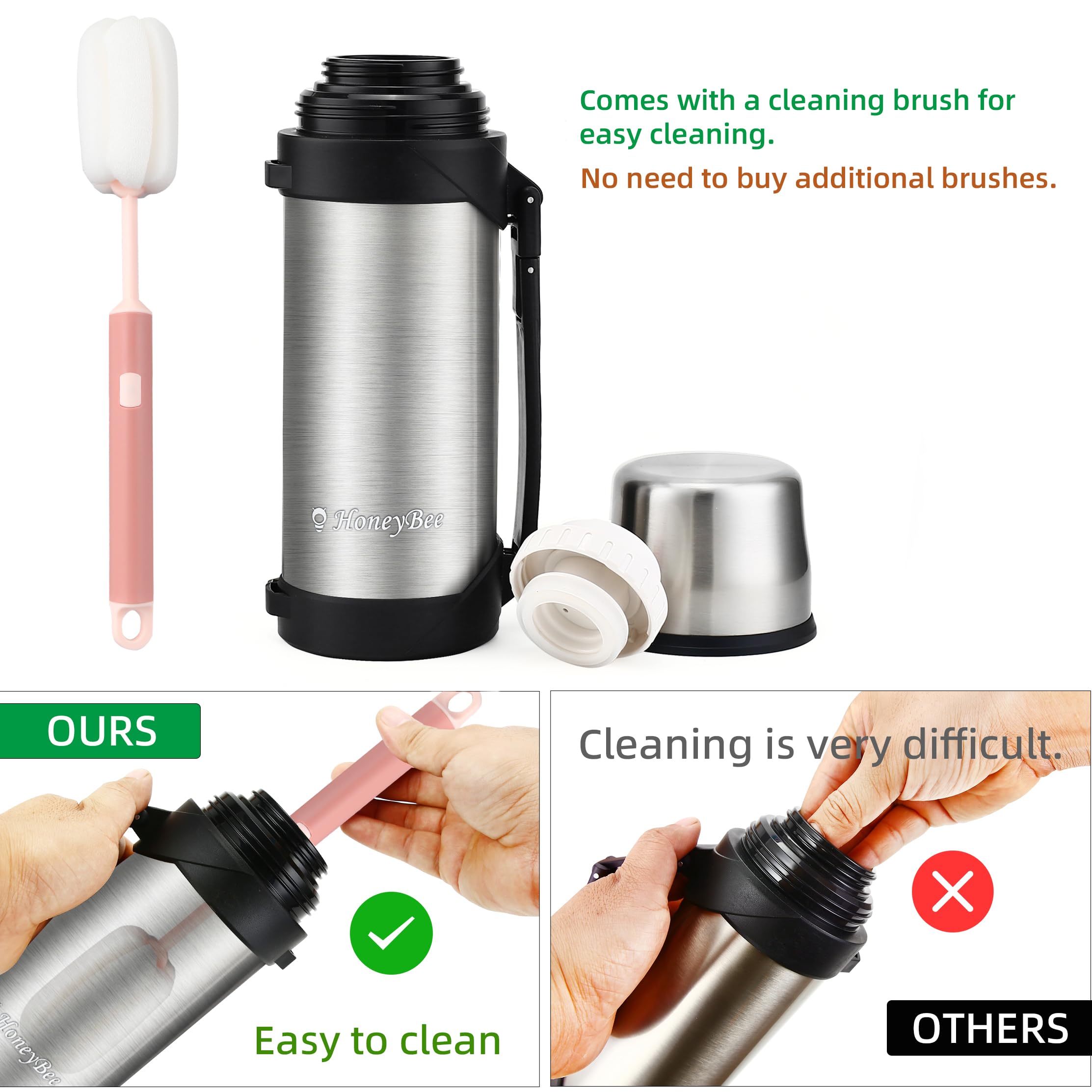 HONEYBEE thermos in picnic setting demonstrating portability and long-lasting temperature