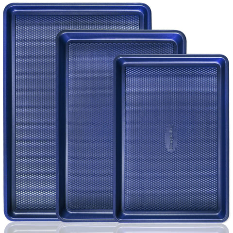 HONGBAKE front view of three-piece pan set showing sizes and elegant finish