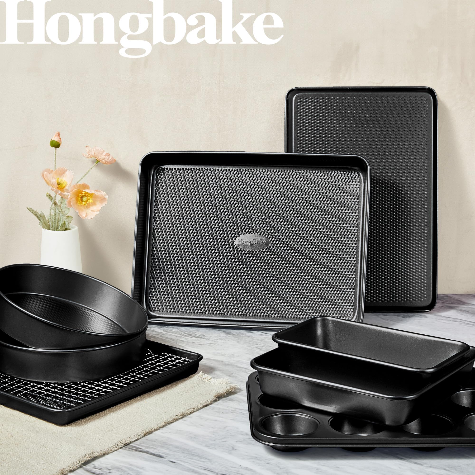 HONGBAKE half sheet pan with cooling rack demonstrating quick cooling advantage