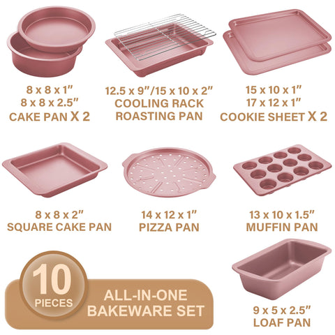 HONGBAKE muffin and loaf pans top view displaying standard sizes for family recipes