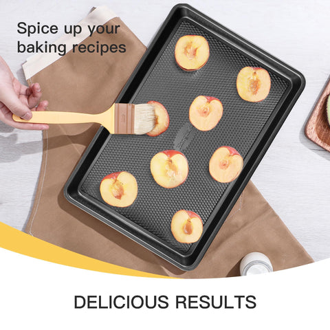 HONGBAKE packaged baking set beside ruler showing exact measurements and sizes