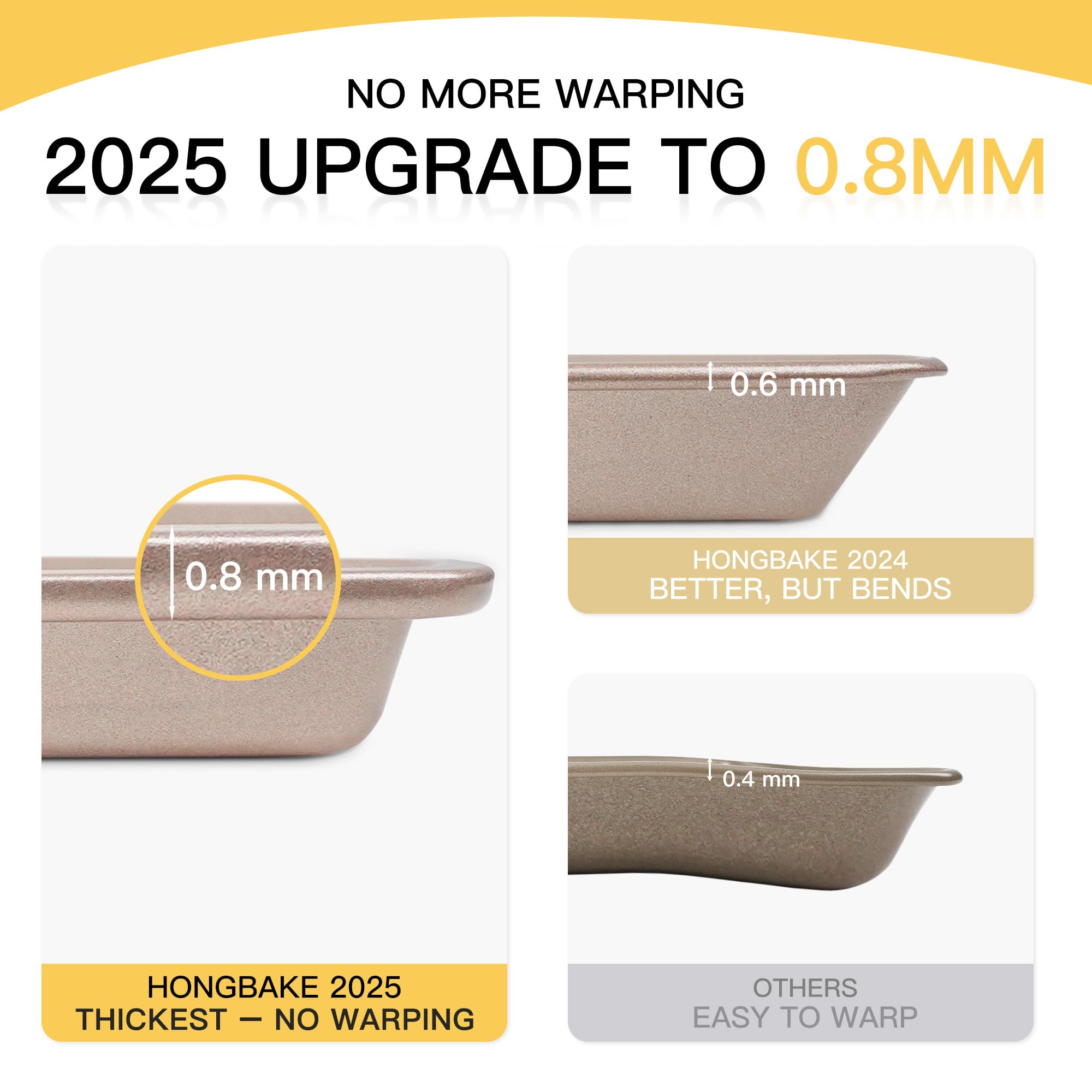 HONGBAKE side profile highlighting 0.8mm thick heavy-duty carbon steel