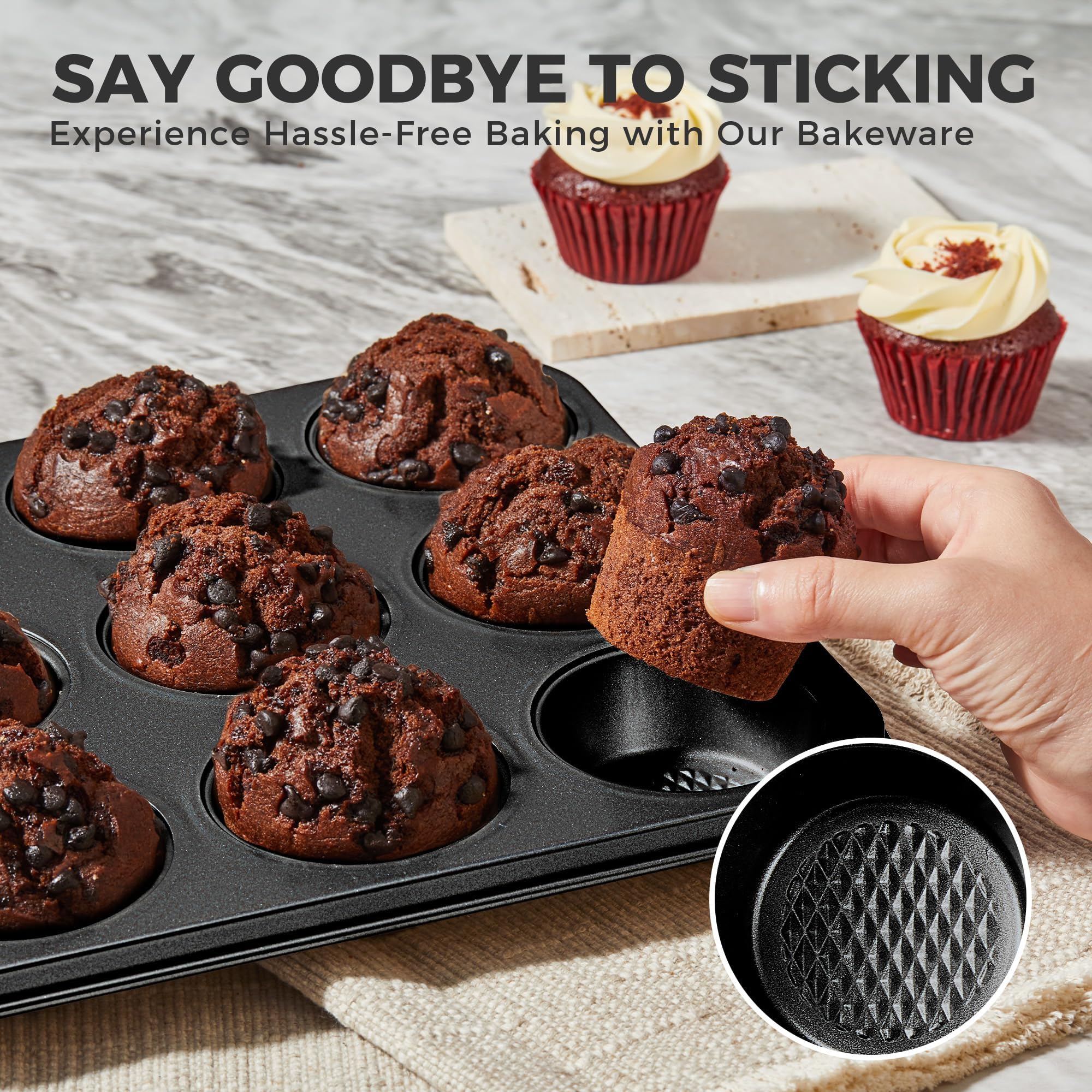 HONGBAKE stacked pans showing space-saving stackable storage benefit