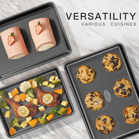 HONGBAKE three pans side-by-side to show scale and fit for different recipes