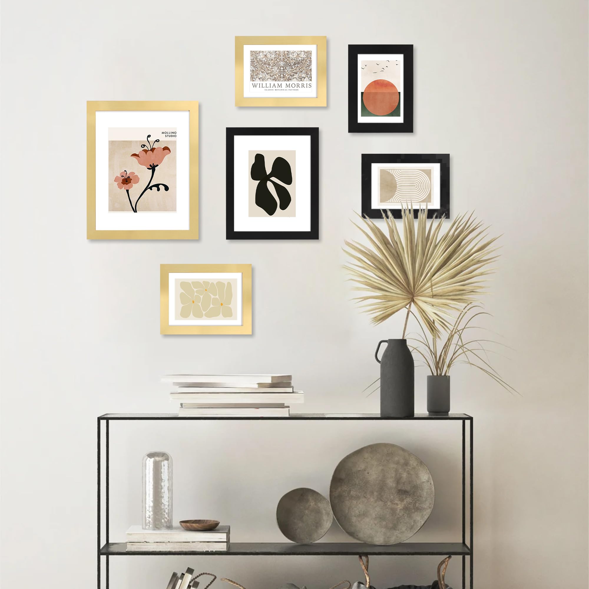 Hongkee frames arranged on wall providing cohesive gallery look and home styling