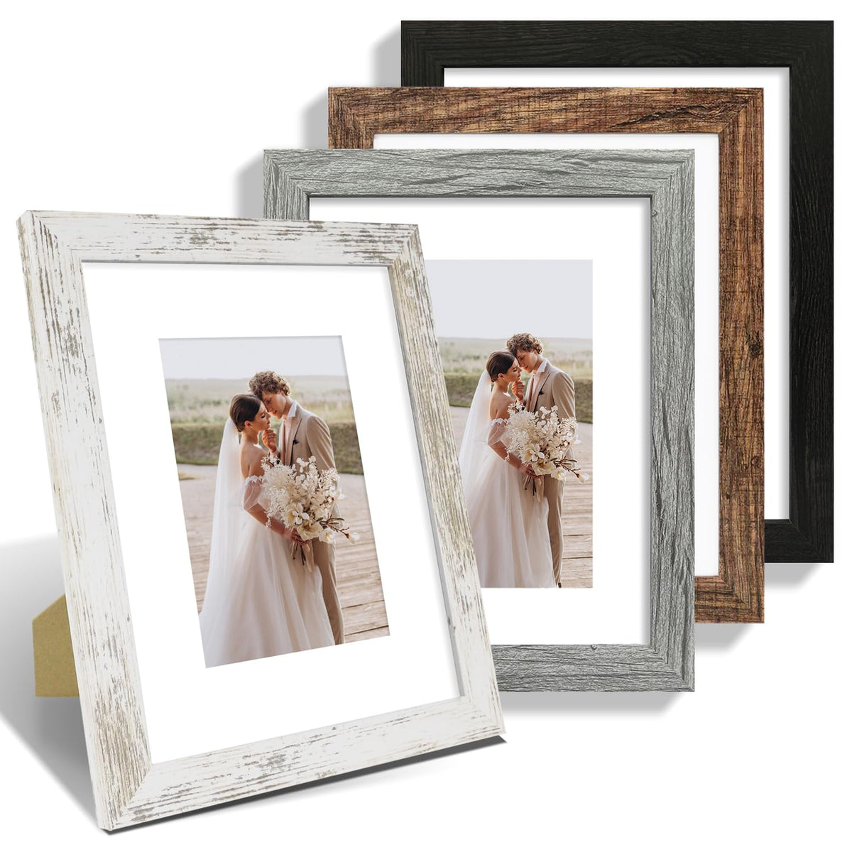 Hongkee front view of 8x10 frame set showing multicolour wood and polished finish benefit: immediate visual upgrade