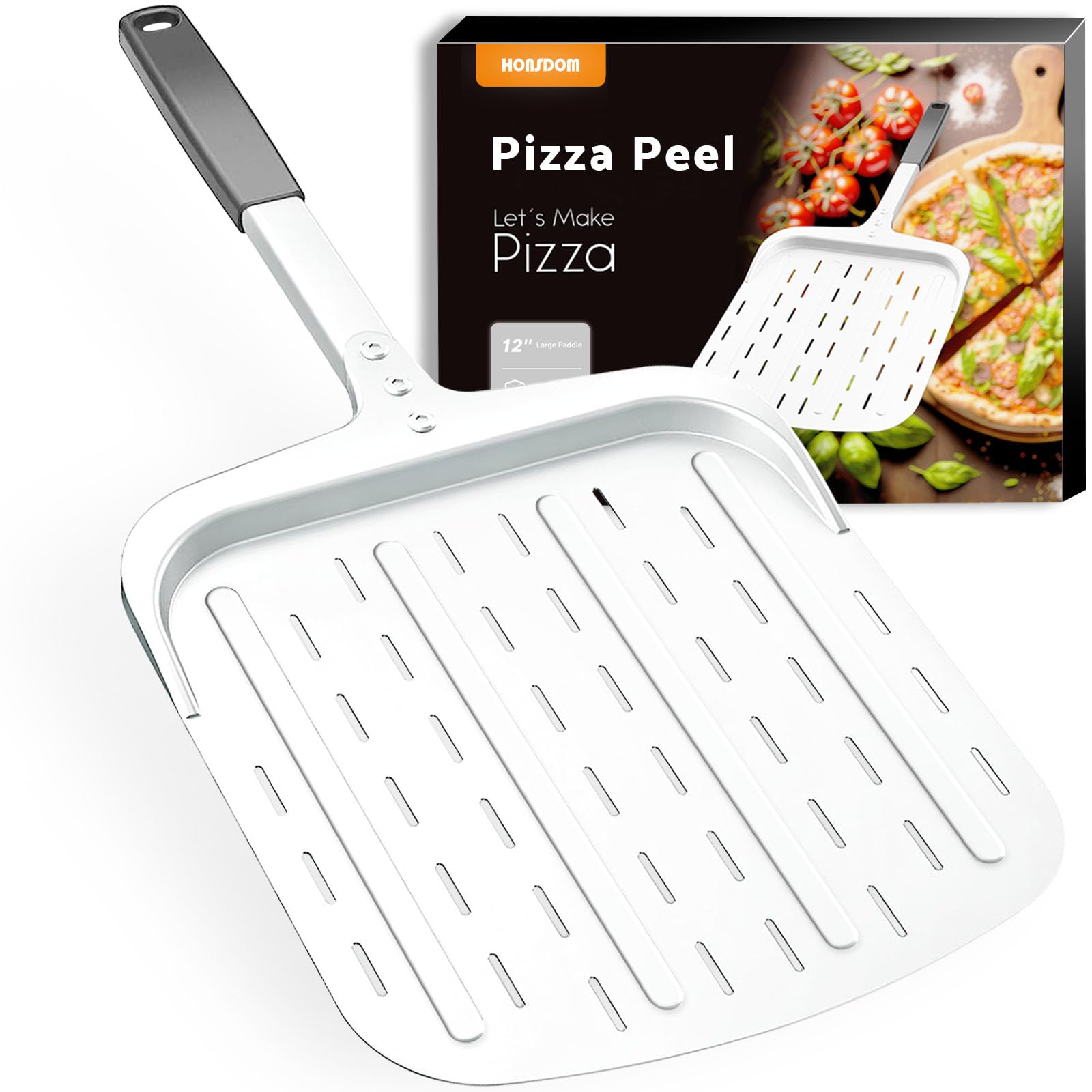 Honsdom front view of 12-inch peel showing full paddle and handle for easy launches
