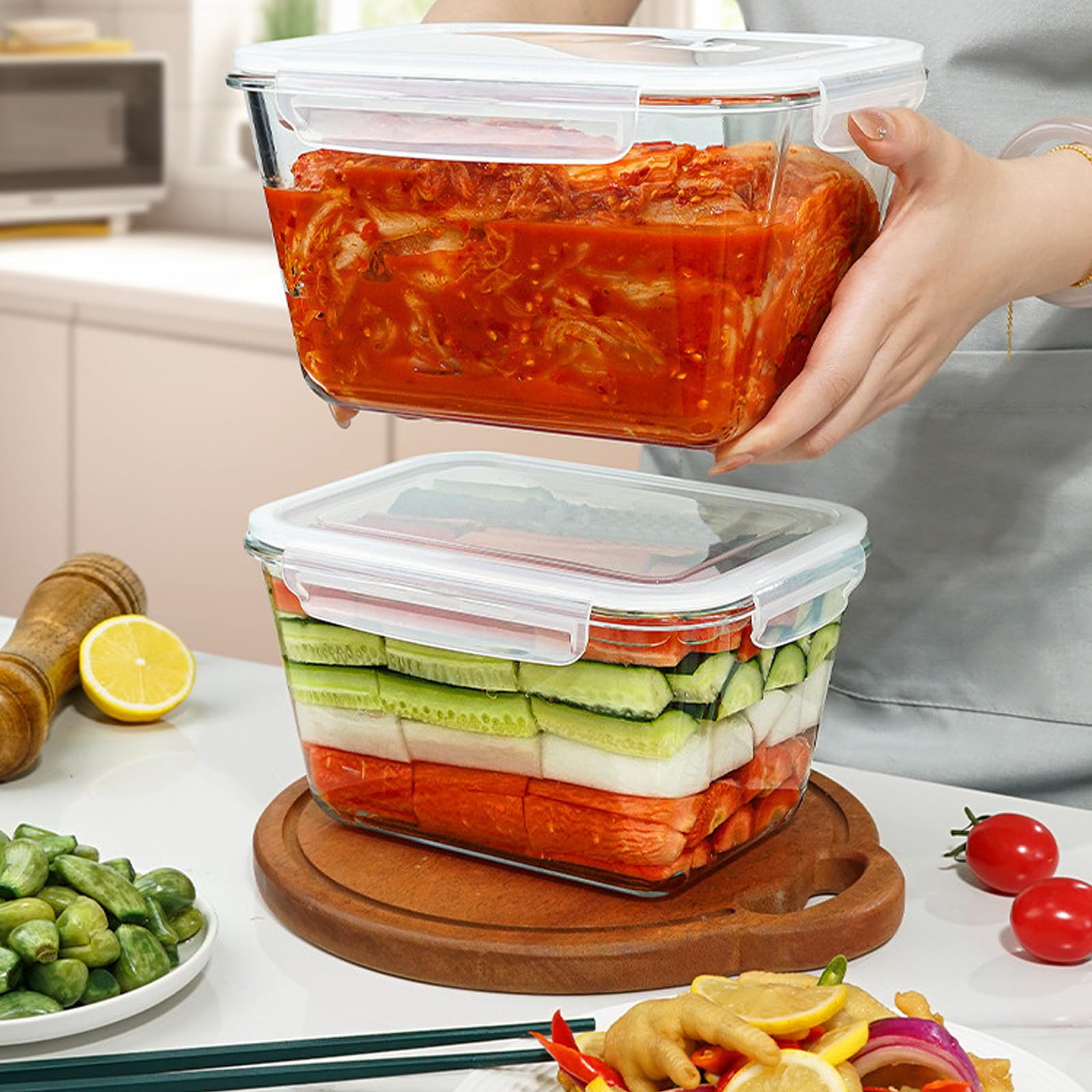 Hontent container holding a roasted chicken, demonstrates roomy capacity for family meals