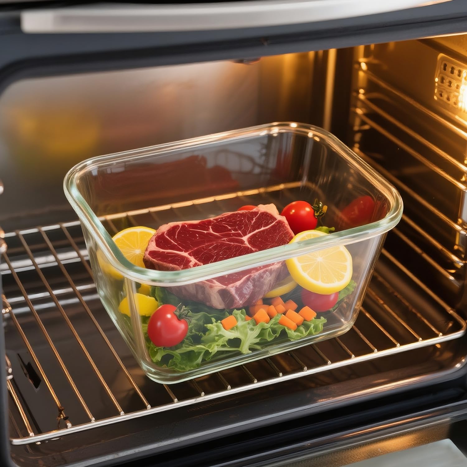 Hontent containers on kitchen counter with salad, showcases everyday meal prep convenience