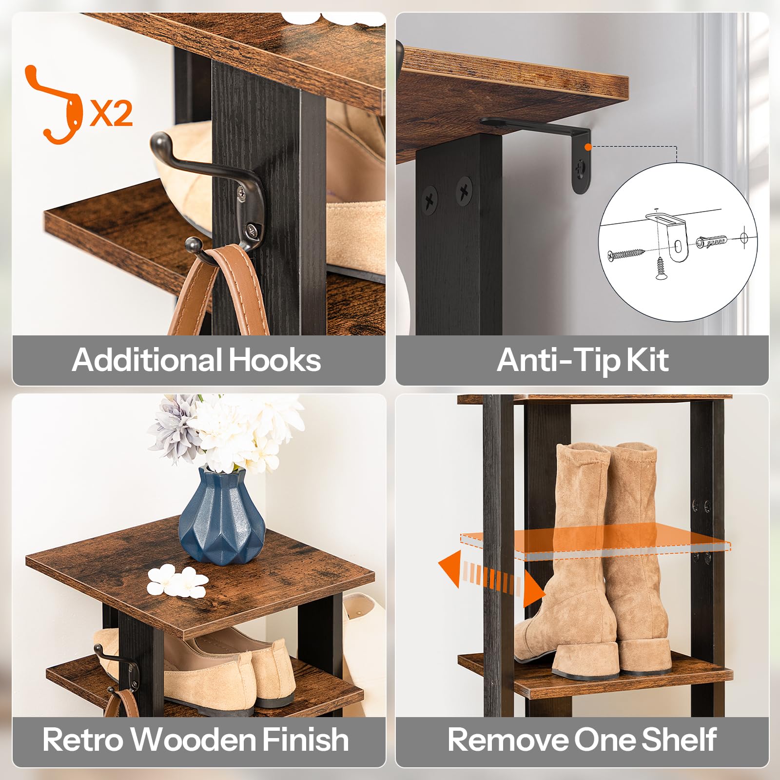 HOOBRO assembled in entryway saving floor space and creating tidy first-impression benefit